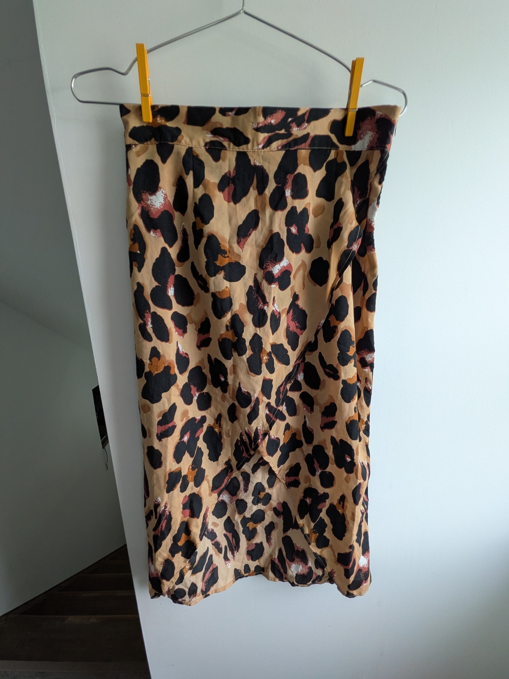 Leopard Print Wrap Midi Skirt in Tan and Black
